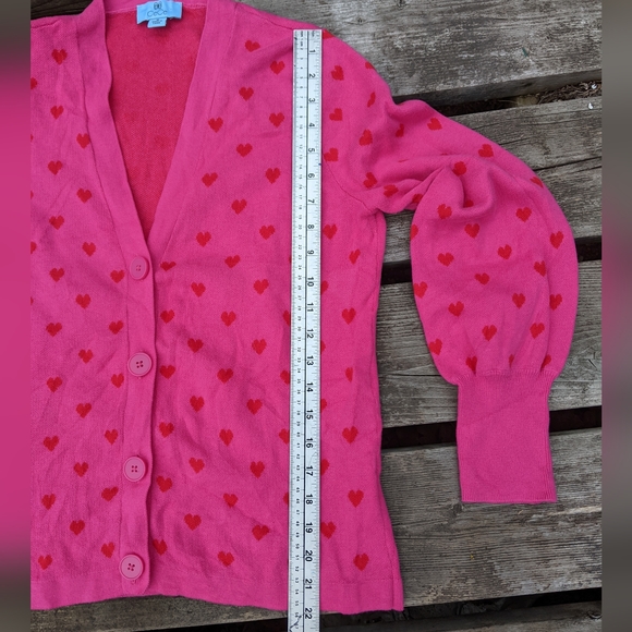 CeCe pink hearts button up cardigan sweater Jennifer's Body Barbie y2k style - Picture 5 of 9